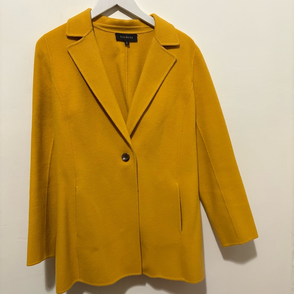 Women's Mustard Yellow Coat Talbots wool blazer size 6 - Picture 5 of 12
